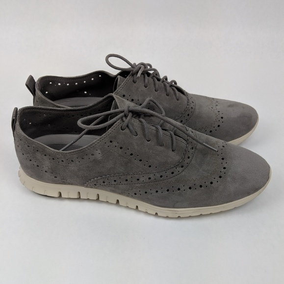 Cole Haan Zerogrand Gray Suede Wingtip Oxford shoe - Picture 2 of 7